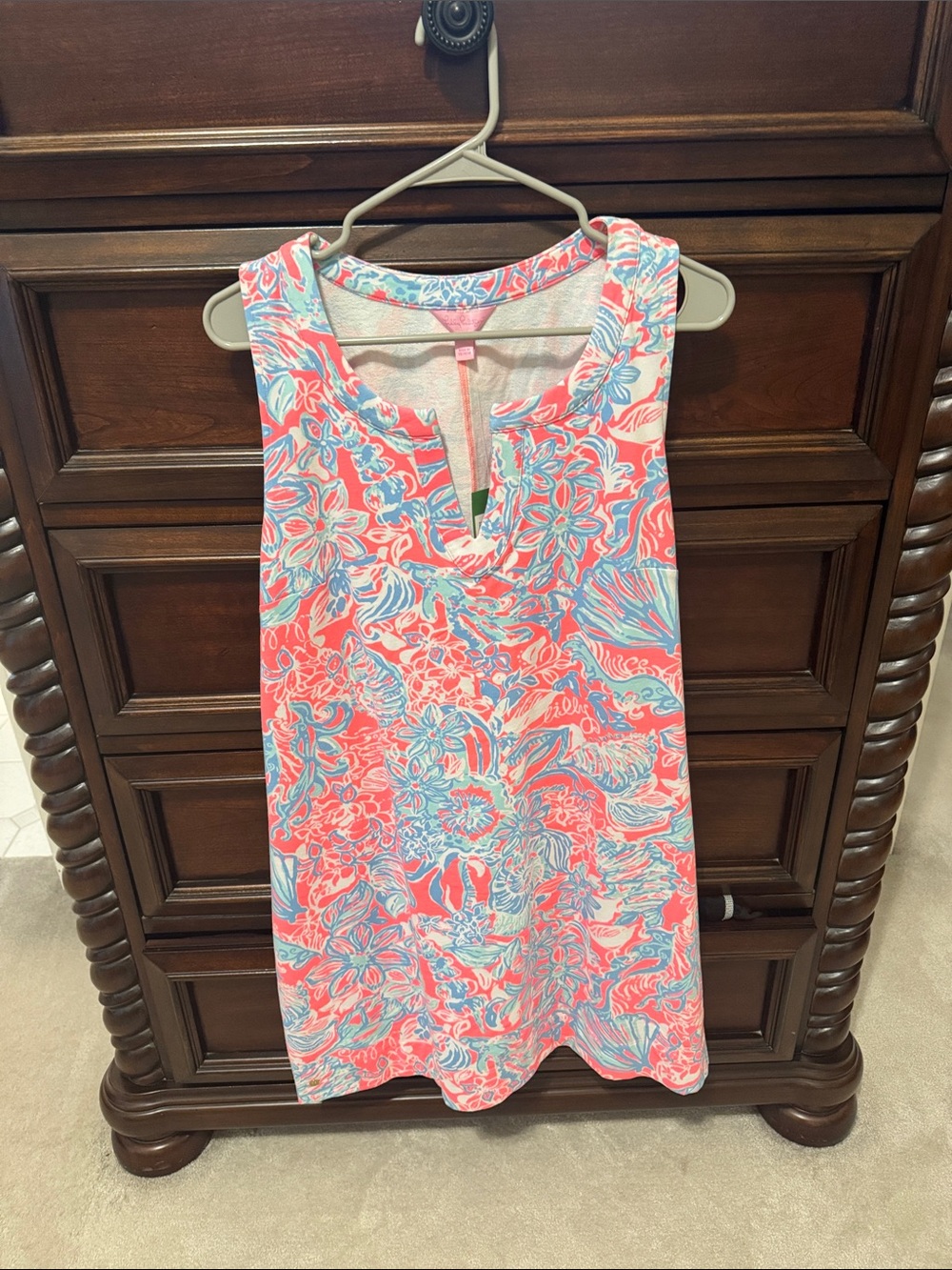 Lilly Pulitzer NWT Women’s Coral & Blue Floral Stretchy Estrada shift